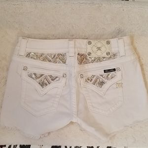 Beautiful White Miss Me Shorts
